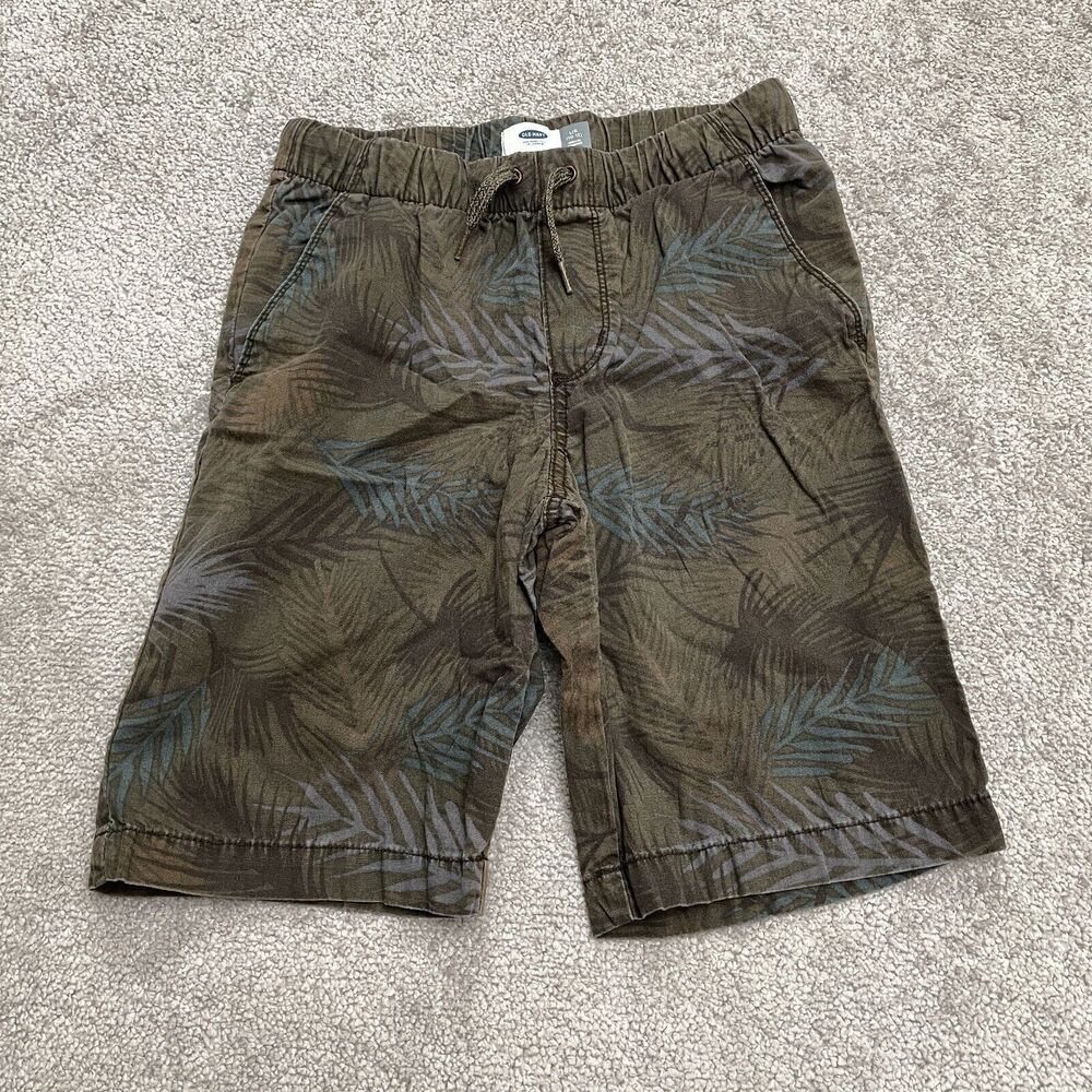 Old Navy Jogger Shorts Boys Large Green Floral Camouflage Cotton Casual Outdoor